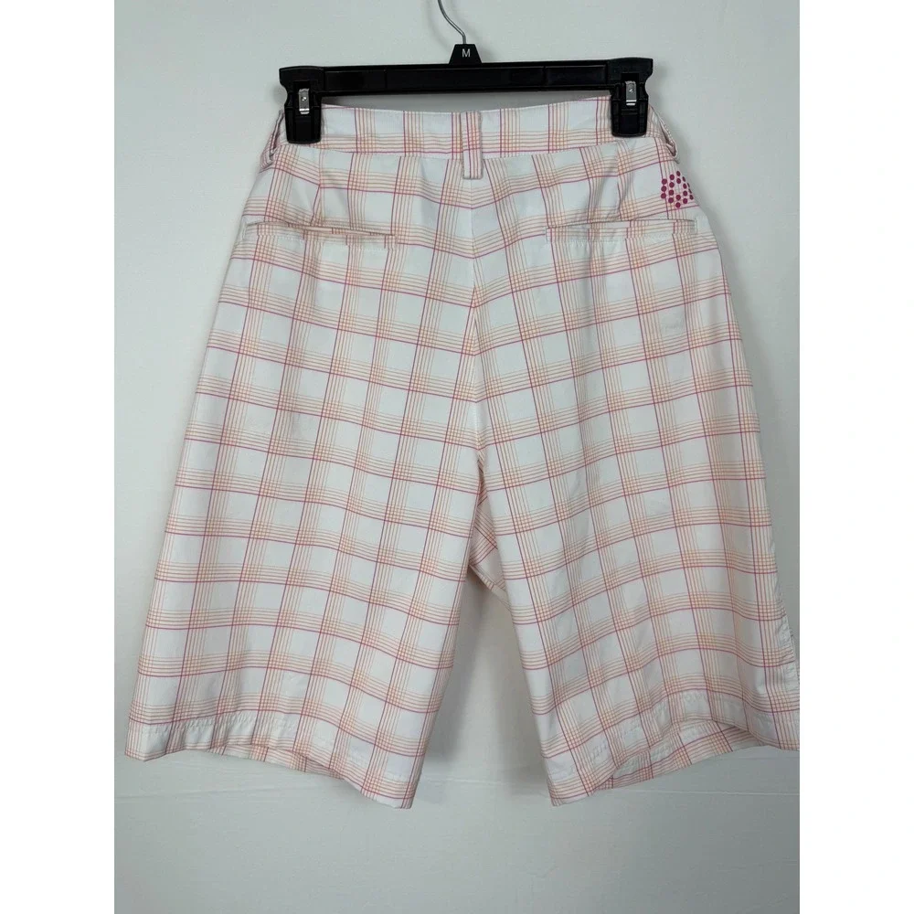 Puma Men's Golf Shorts‎ White Orange Pink Plaid Sport Lifestyle Lightweight 32